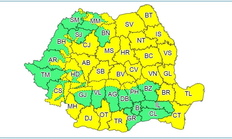 Cod galben de vânt puternic în județul Neamț