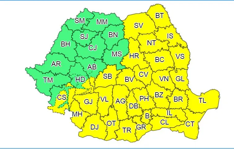 Cod galben de ninsori în județul Neamț