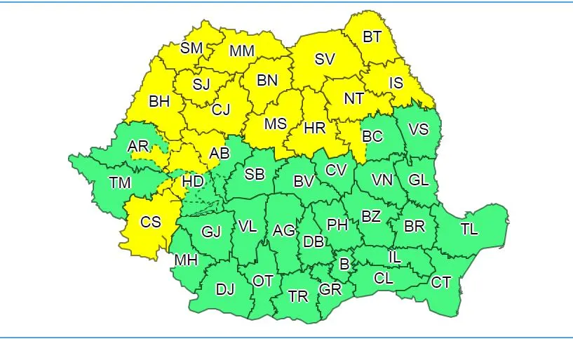 Județul Neamț sub Cod galben de ploi și inundații