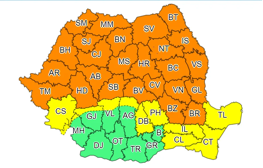 Județul Neamț, sub Cod portocaliu de furtuni