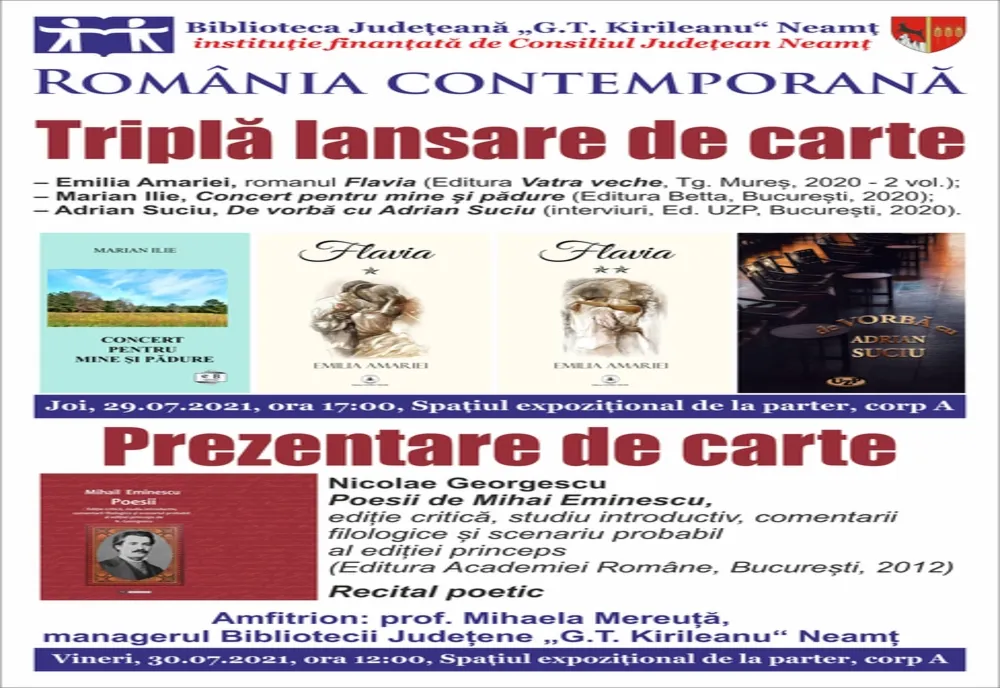 Regal de lansări și prezentări de carte, la Biblioteca Județeană