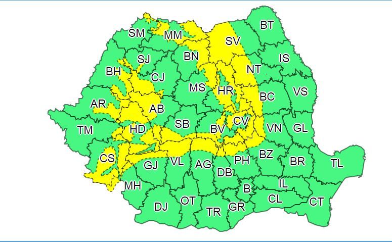 O nouă avertizare de cod galben de viscol pentru județul Neamț