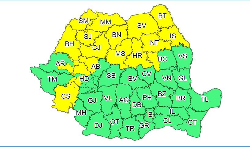 Județul Neamț sub Cod galben de ploi și inundații