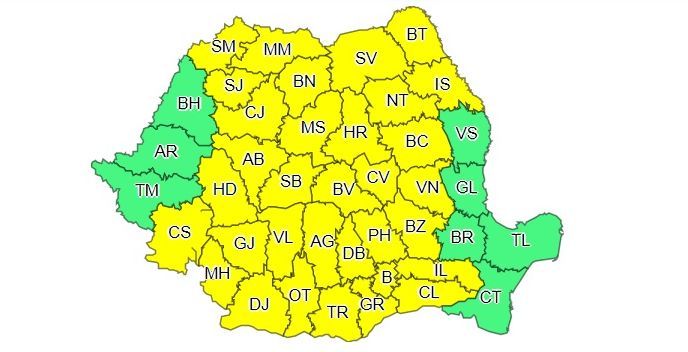 Județul Neamț, sub Cod galben de furtuni