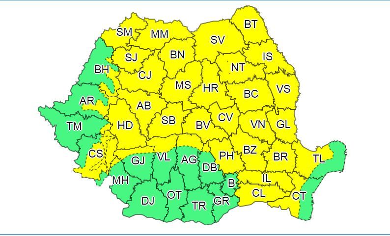 Județul Neamț, din nou sub Cod galben de furtuni