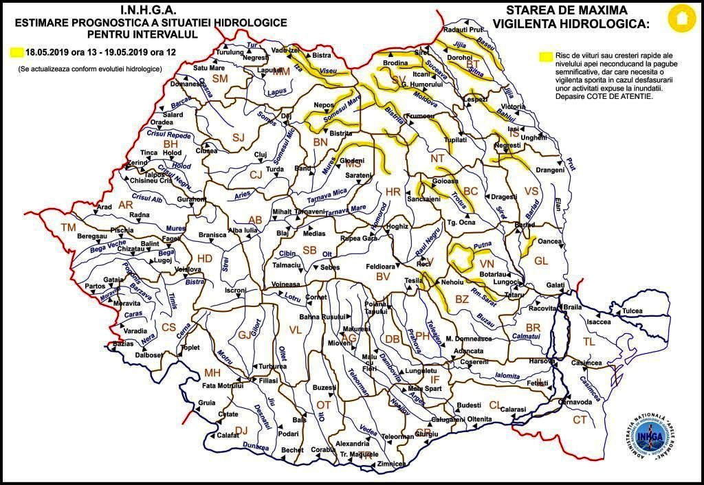 Pericol de inundații! Județul Neamț, sub avertizare cod galben