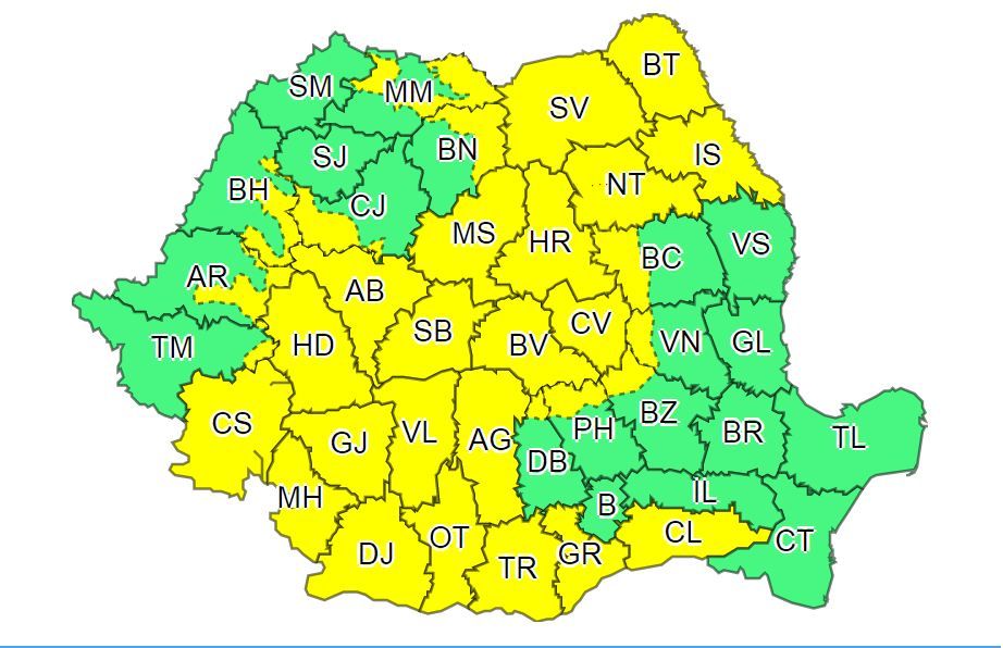 Județul Neamț, din nou sub Cod galben de instabilitate atmosferică