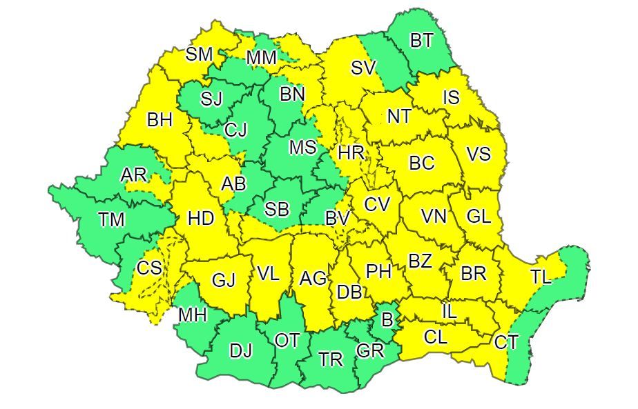 Cod galben de instabilitate atmosferică în Neamț