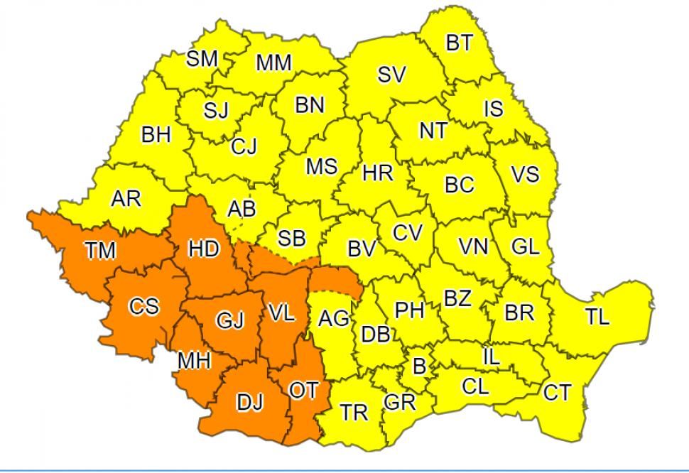 Județul Neamț, sub Cod portocaliu de furtuni