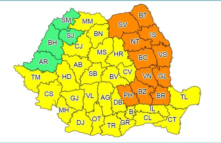 Un nou Cod portocaliu de ploi în județul Neamț