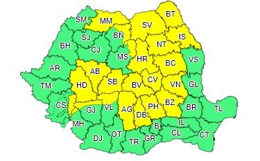 Județul Neamț, sub Cod galben de manifestări de instabilitate atmosferică