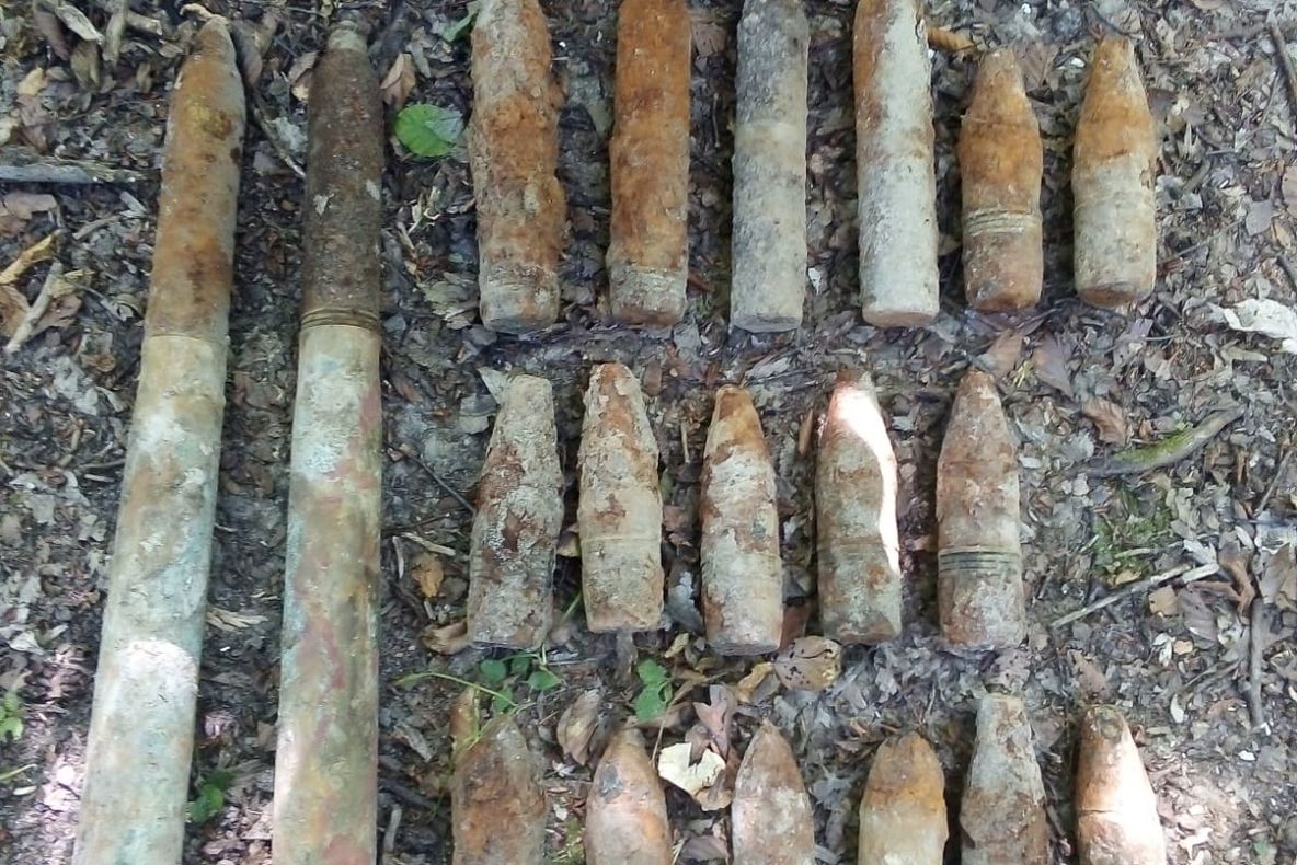 Arsenal de muniție neexplodată, descoperit într-o pădure din Neamț (FOTO)