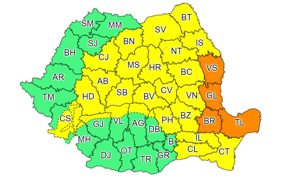 Meteorologii au actualizat Codul galben în Neamț