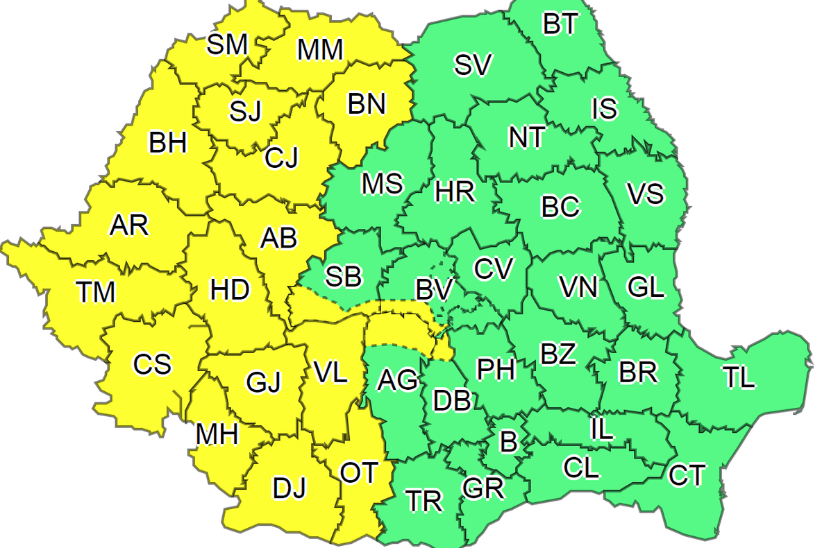 Cod galben de ploi în județul Neamț