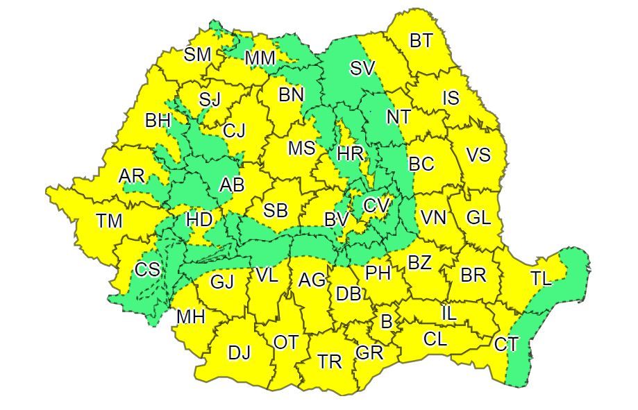 Județul Neamț, sub Cod galben de caniculă