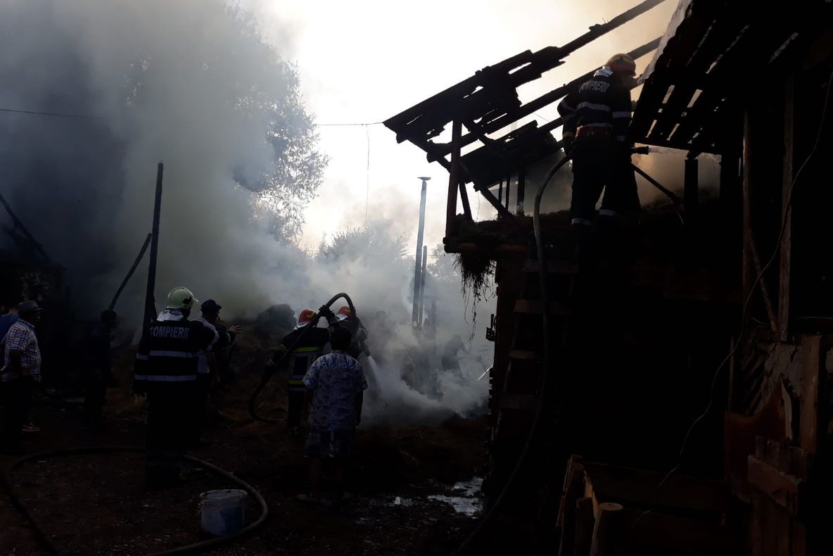 16 tone de furaje au ars din cauza unui scurtcircuit la Vânători-Neamț (FOTO)