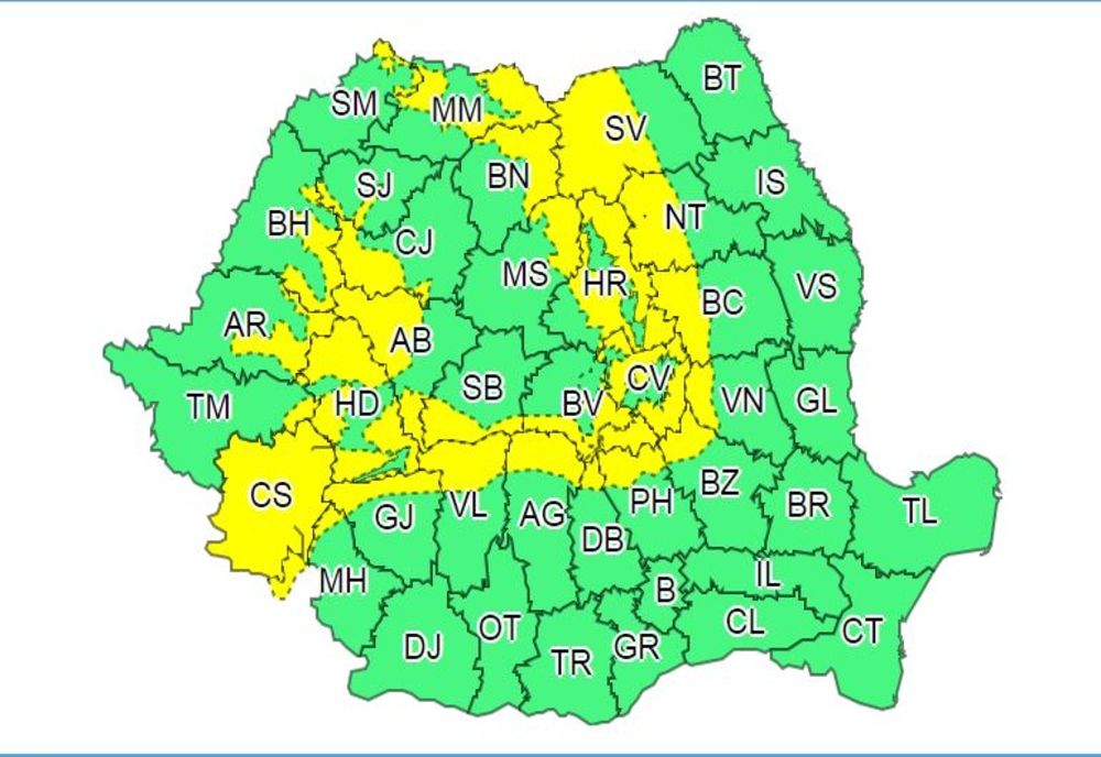 Județul Neamț, sub Cod galben de vânt