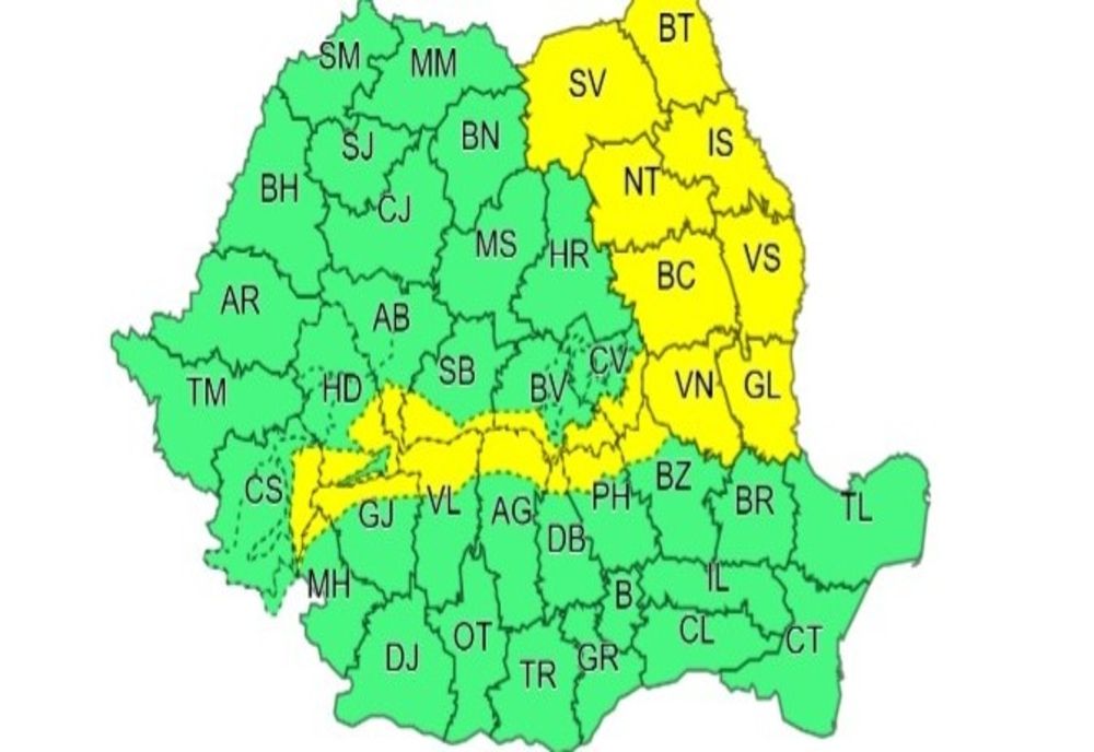 Cod galben de vânt în zona Moldovei