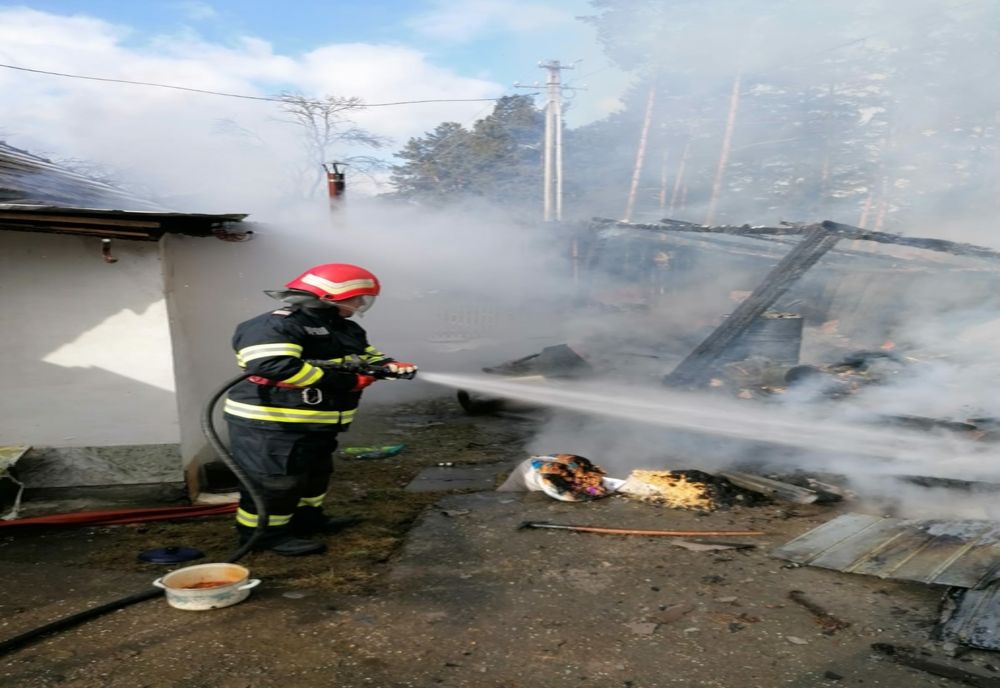 Incendiu la o anexă gospodărească, stins de pompieri (FOTO)