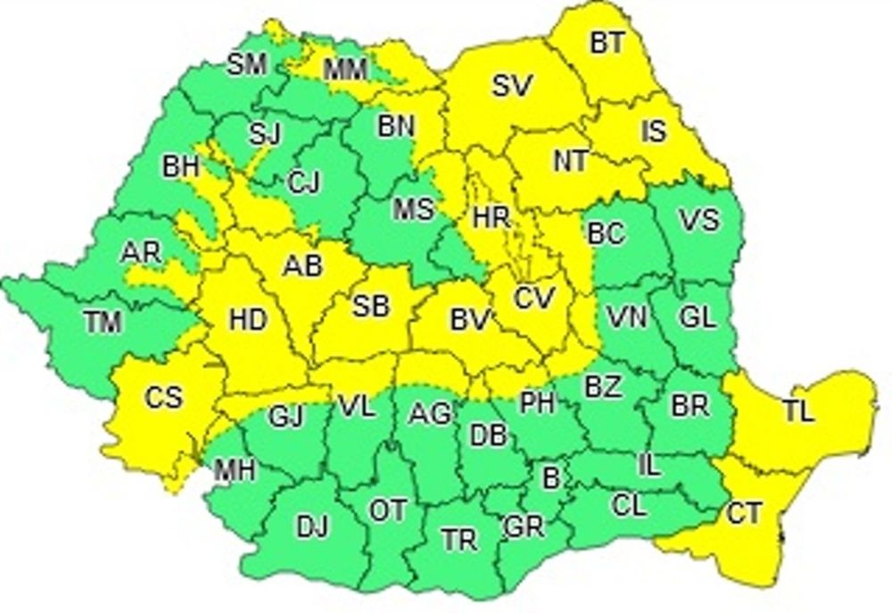 COD GALBEN de vânt puternic în țară până marți. Vor fi ploi și ninsori