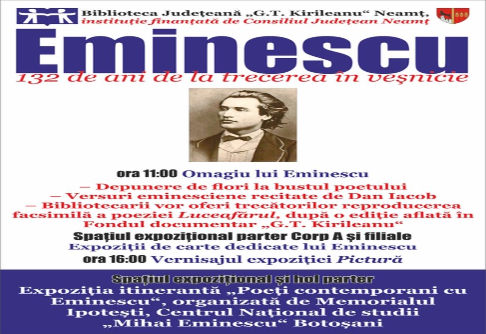 Omagiu lui Eminescu, la Biblioteca Județeană