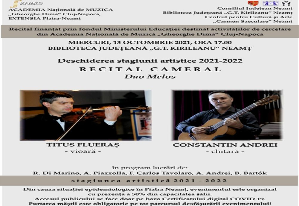 RECITAL „DUO MELOS” ÎN DESCHIDEREA STAGIUNII MUZICALE