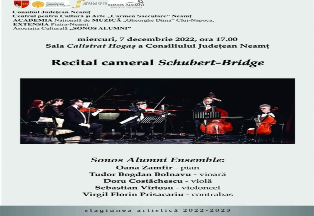 În stagiune, recital cameral „Schubert-Bridge”