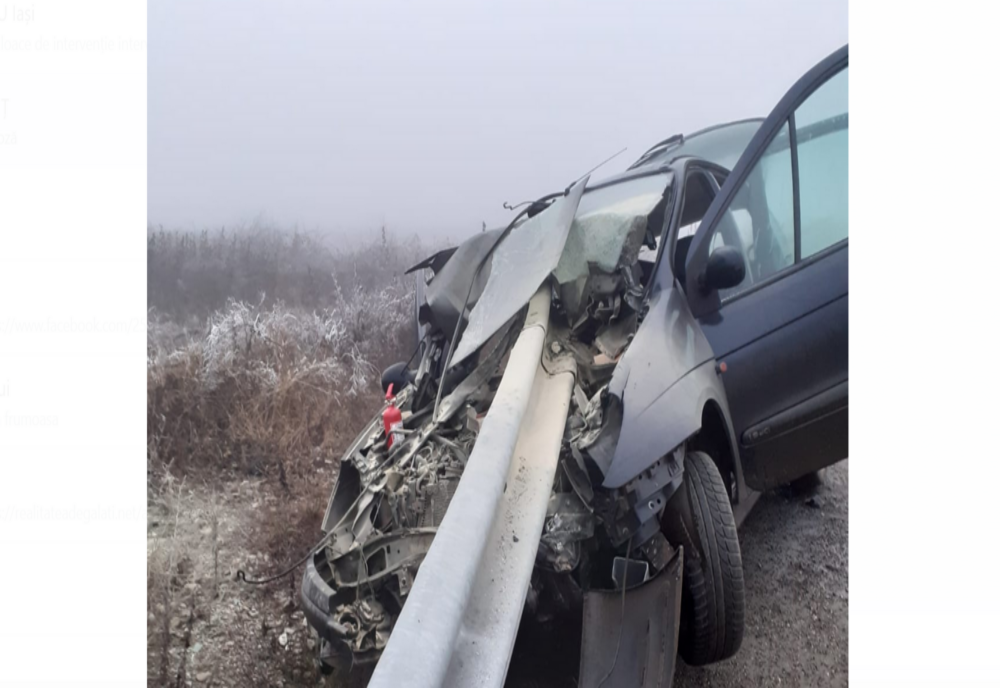 Accident rutier grav: un parapet a trecut printr-o mașină la Bodești