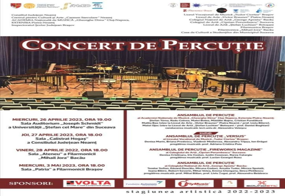 Concert de percuție, la Piatra-Neamț