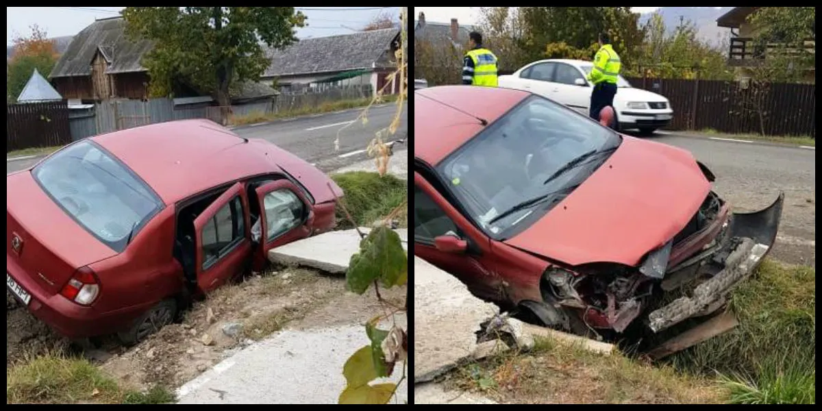 A intrat cu mașina într-un cap de pod