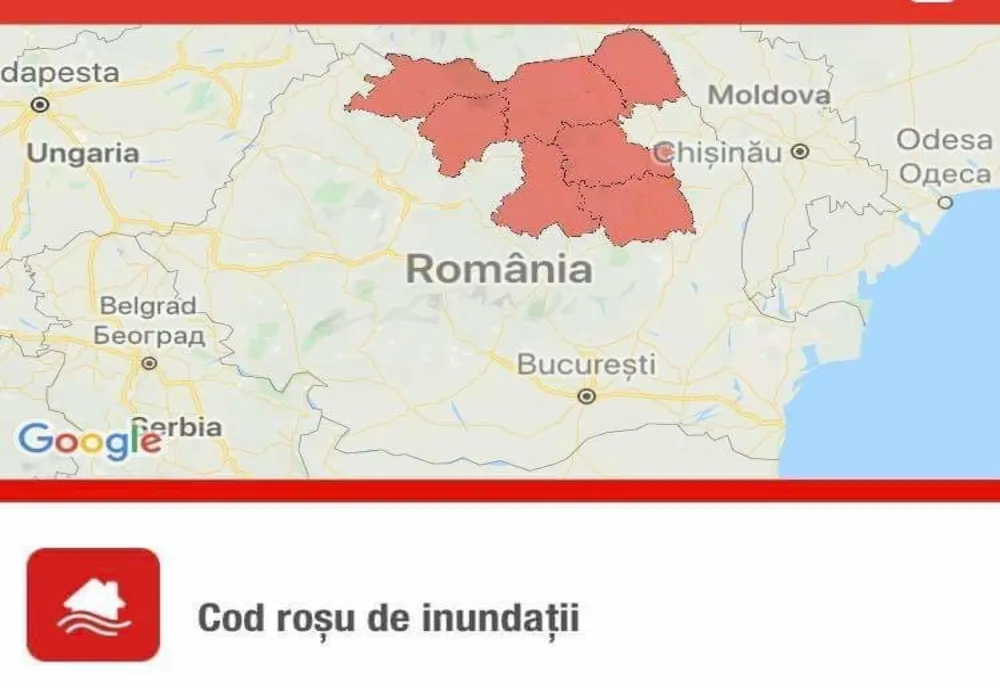 Județul Neamț, sub COD ROȘU de inundații! A fost transmis mesaj de avertizare prin RO-ALERT
