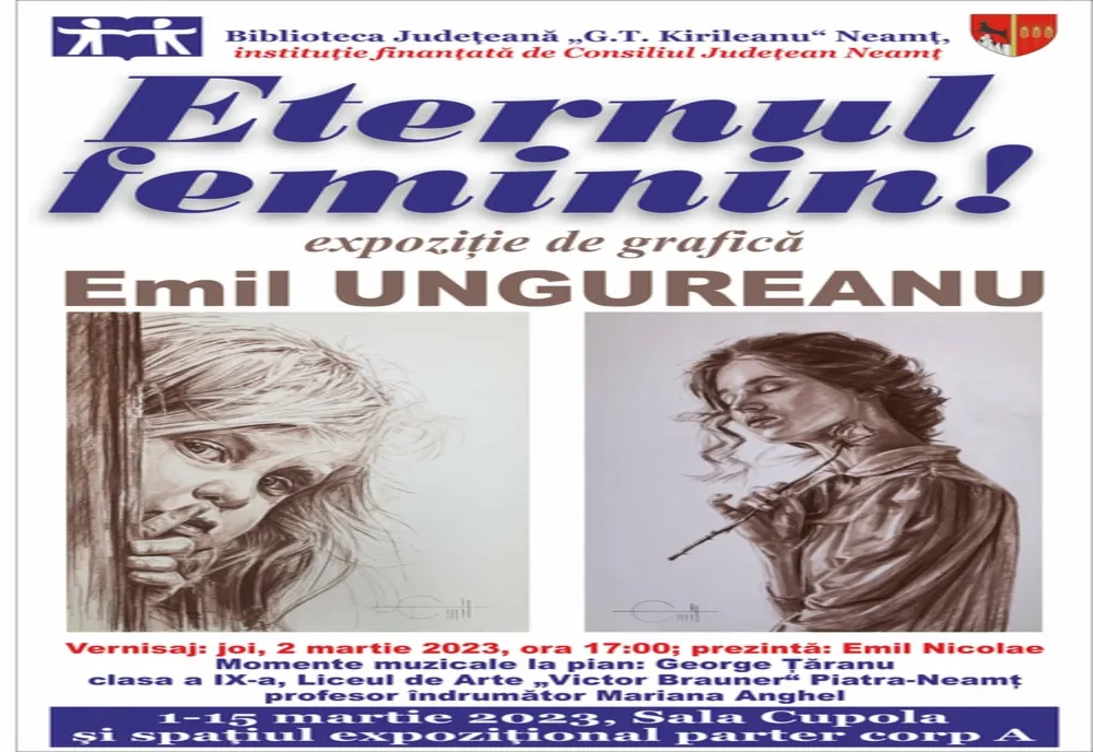 Expoziție de grafică Emil Ungureanu, la Biblioteca Județeană