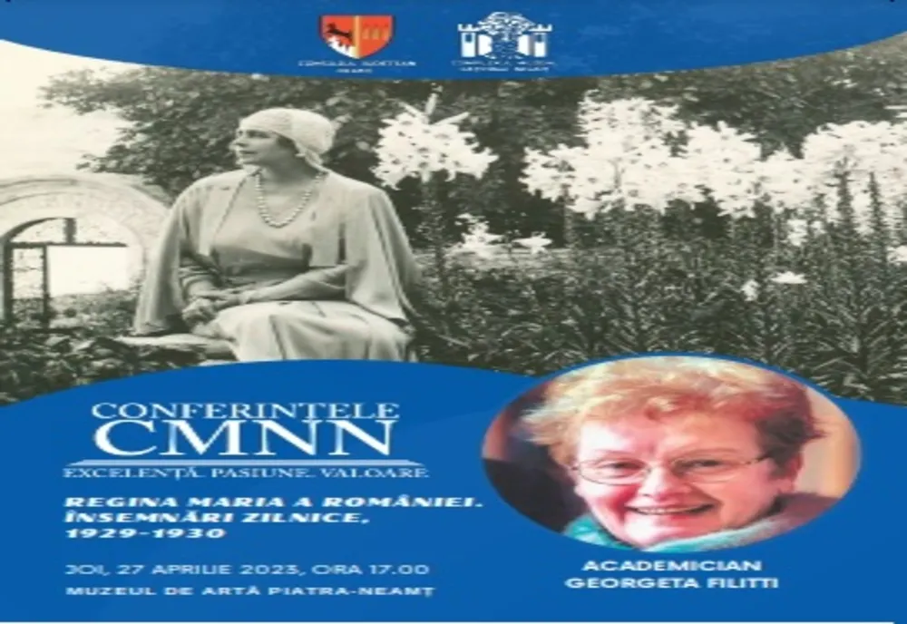 Conferința, „Regina Maria a României. Însemnări zilnice. 1929-1930”, la Muzeul de Artă Piatra-Neamț
