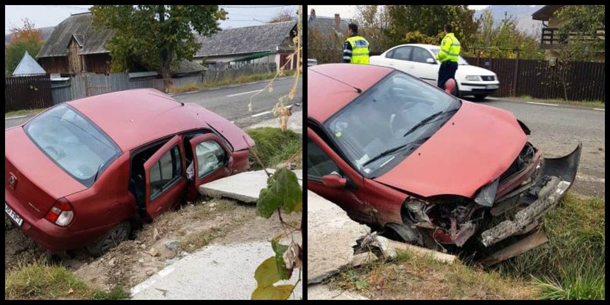 A intrat cu mașina într-un cap de pod