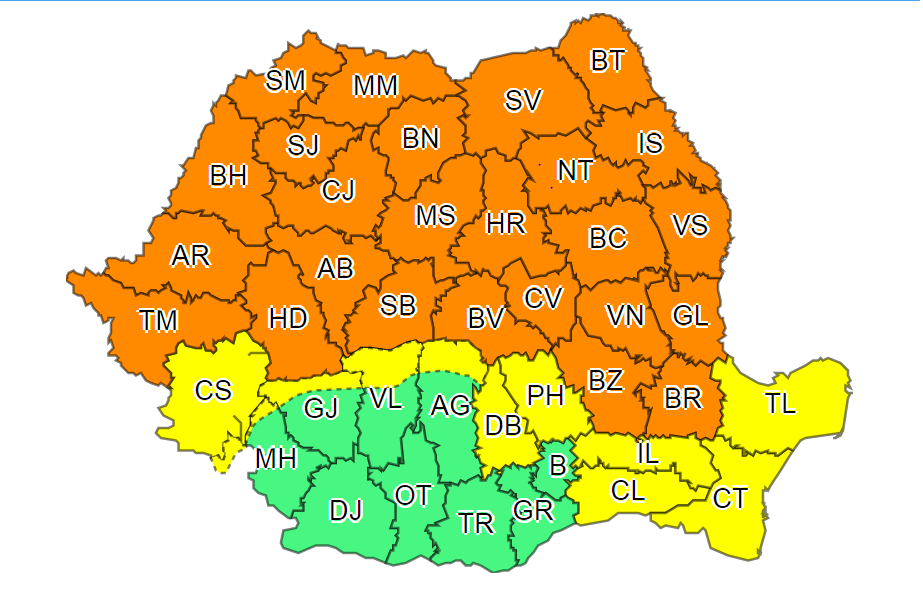 Cod portocaliu de furtuni în Neamț (27 iunie)