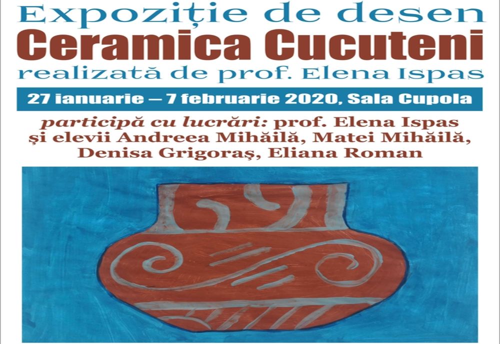 Expoziție de desene „Ceramica Cucuteni“ , la Biblioteca Județeană