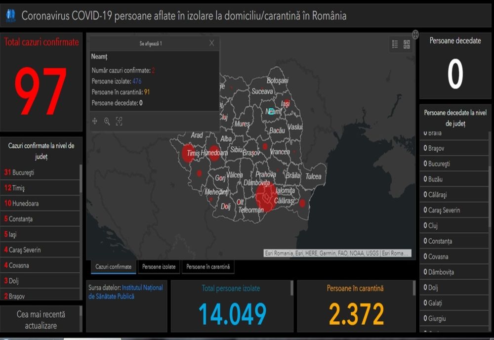 Două cazuri de CORONAVIRUS confirmate în Neamț. Vezi harta interactivă