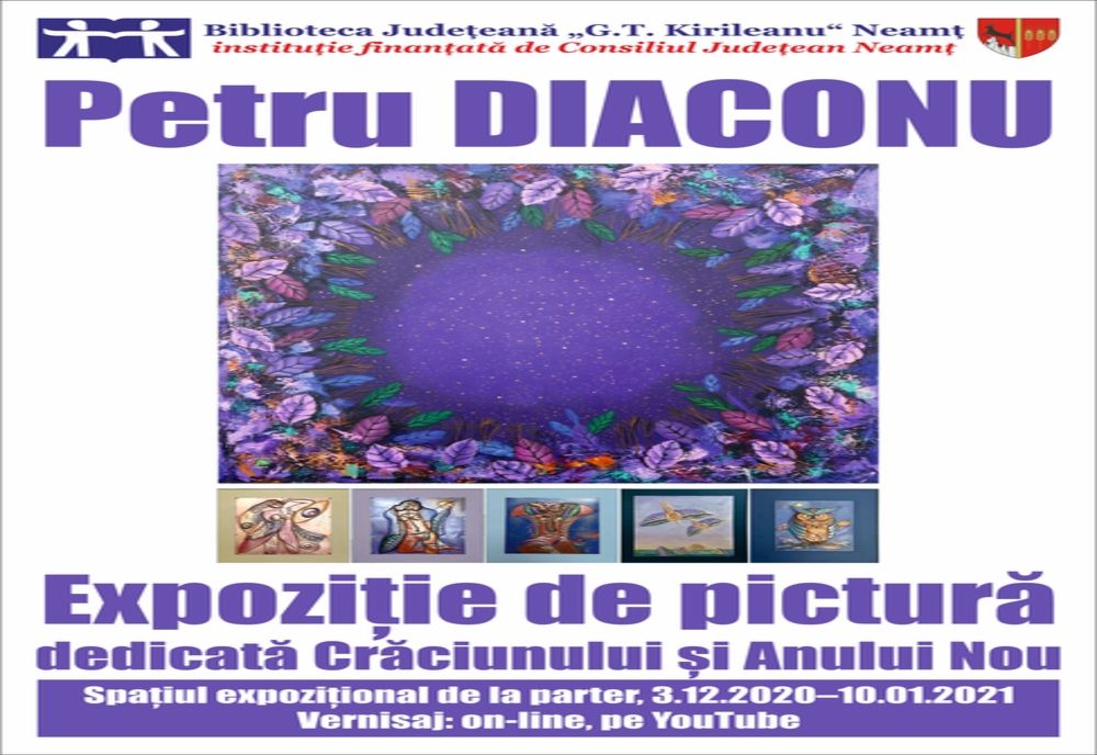 Expoziție de pictură dedicată sărbătorilor de iarnă, la Biblioteca Județeană