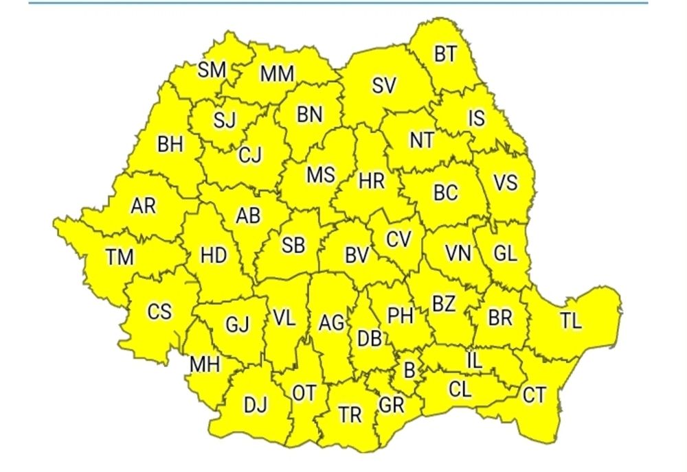 COD GALBEN de vreme rece în toată țara!