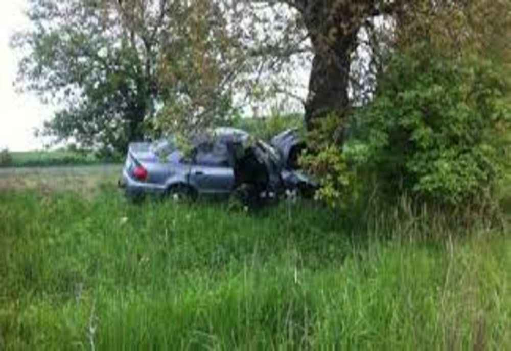 S-a oprit cu mașina în copac! Șoferița neatentă și un copil de 10 ani au ajuns la spital