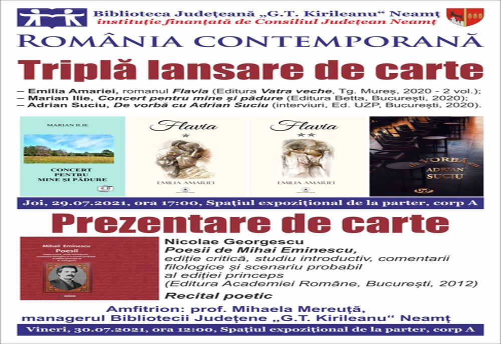 Regal de lansări și prezentări de carte, la Biblioteca Județeană