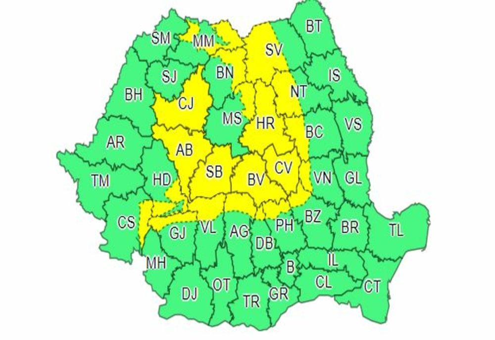 COD GALBEN de vânt și viscol în mai multe județe