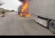 Cabină de TIR distrusă de flăcări în Roznov (FOTO)